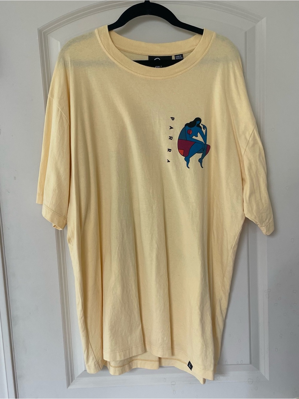 Parra Men’s Large T Shirt Abstract Figure Yellow Short Sleeve Portugal Made Tee